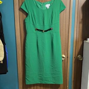 Chadwicks Green Midi Dress with Black Belt EUC